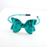 Glitter Bow Headband - Teal