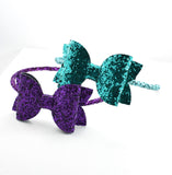 Glitter Bow Headband - Teal