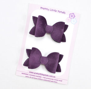 Annabelle - Velvet piggytail bows - purple