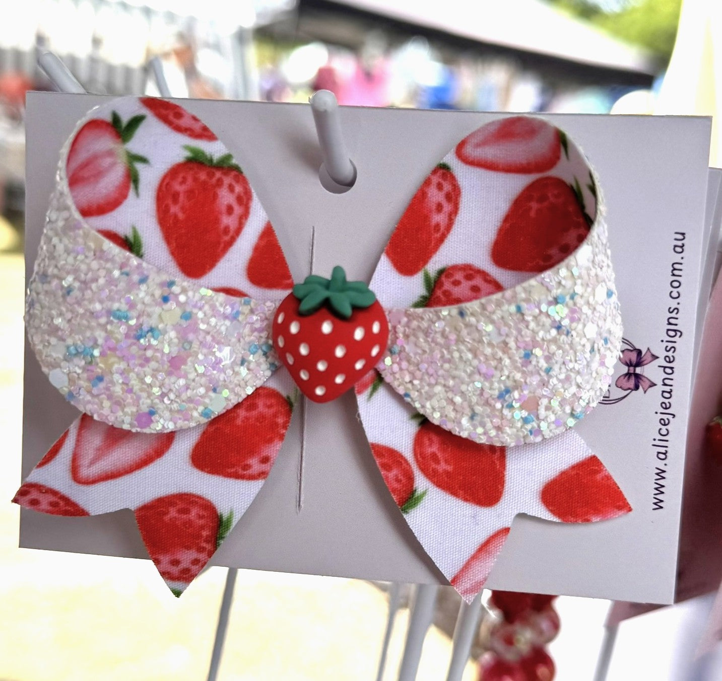 Matilda Bow Hair Clip  - Strawberries