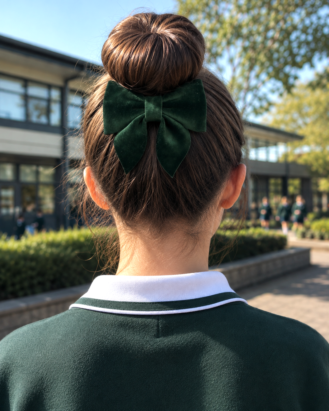 Velvet Sailor Bow Hair Clip - Bottle Green