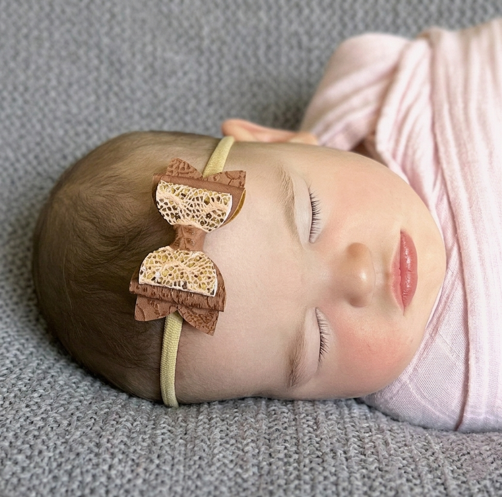 Annabelle Bow Headband - brown/rose gold