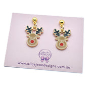 Reindeer Charm Earrings - light brown