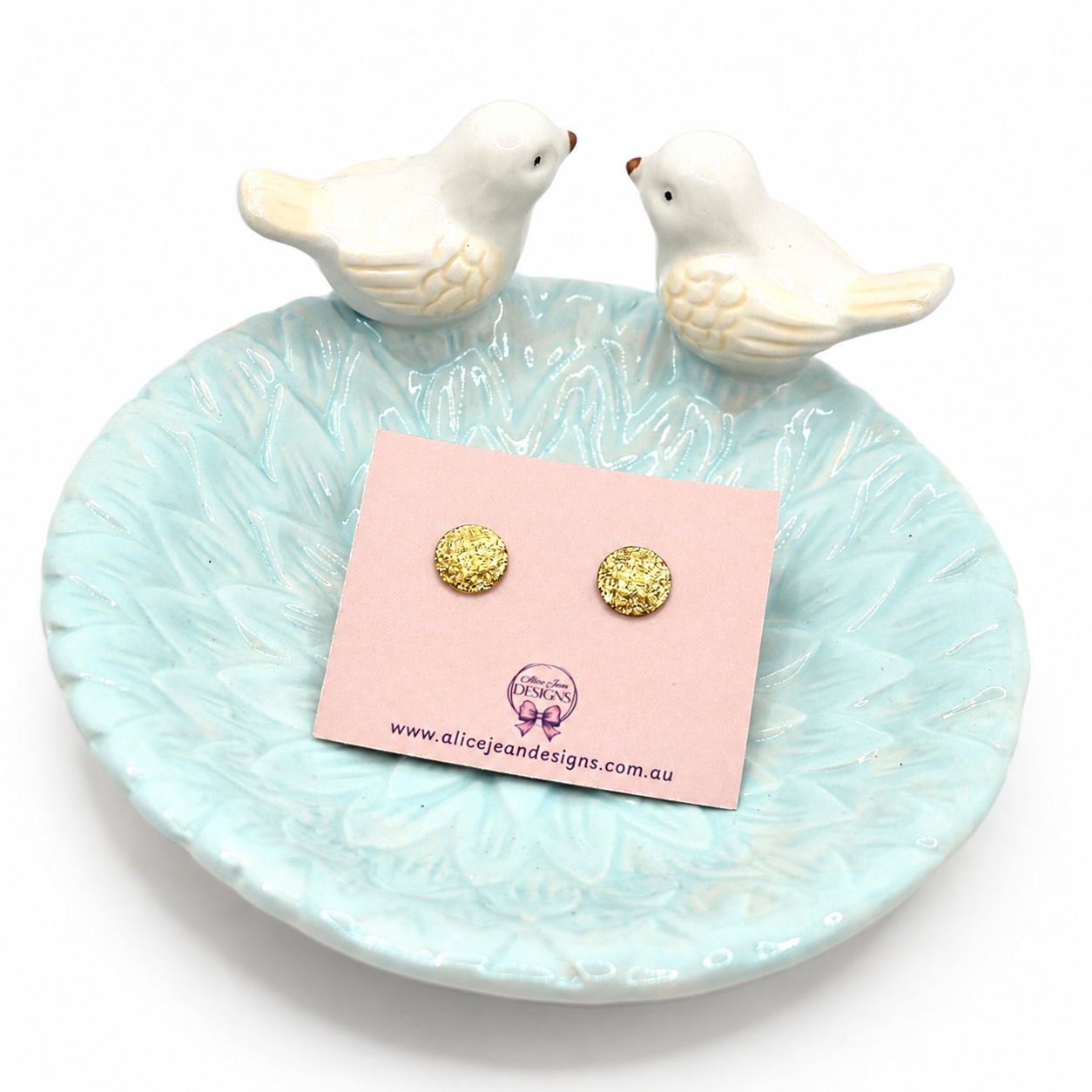 Round gold resin stud earrings
