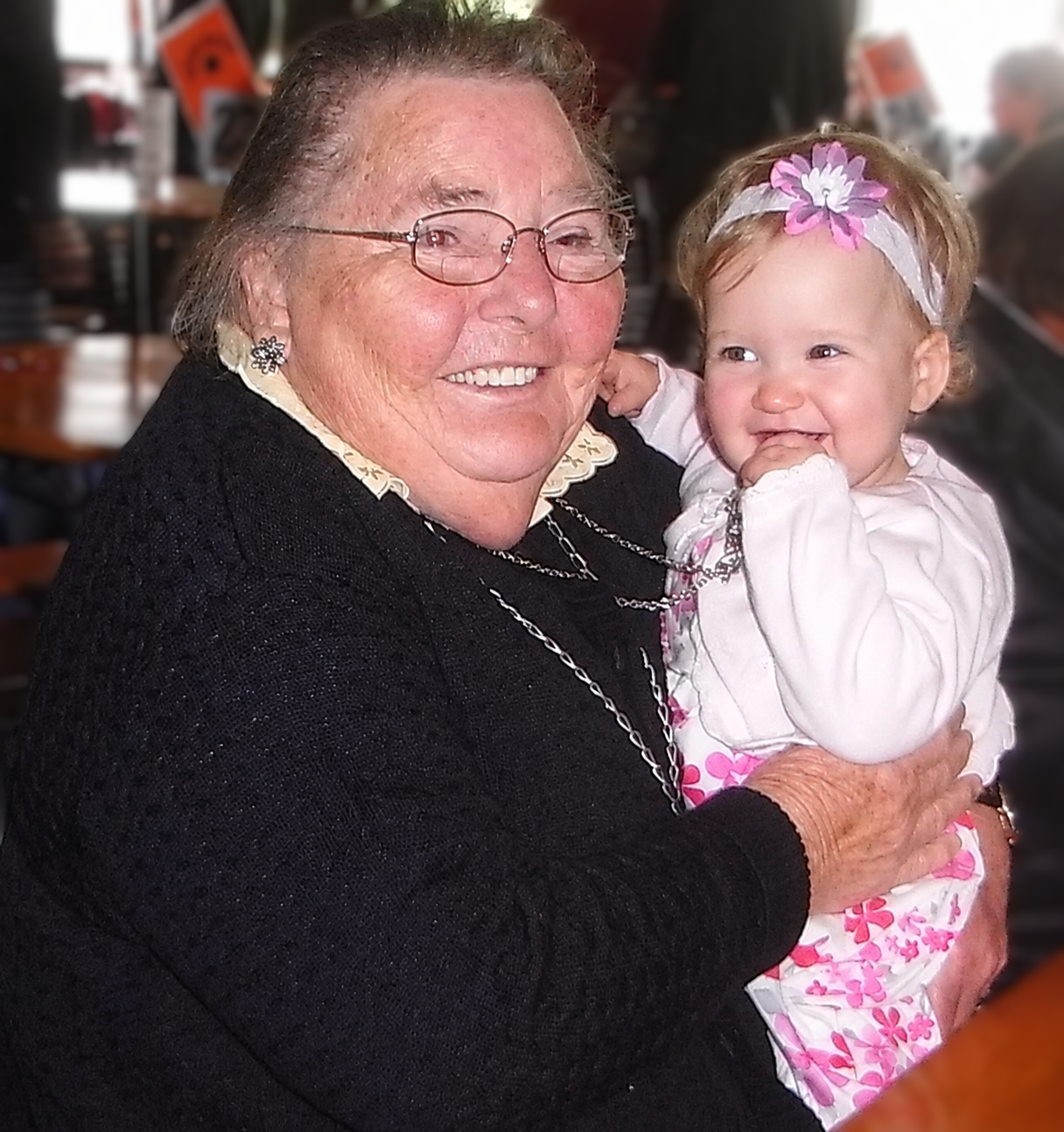 Alice, the inspiration behind Alice Jean Designs, holding her great grand-daughter 