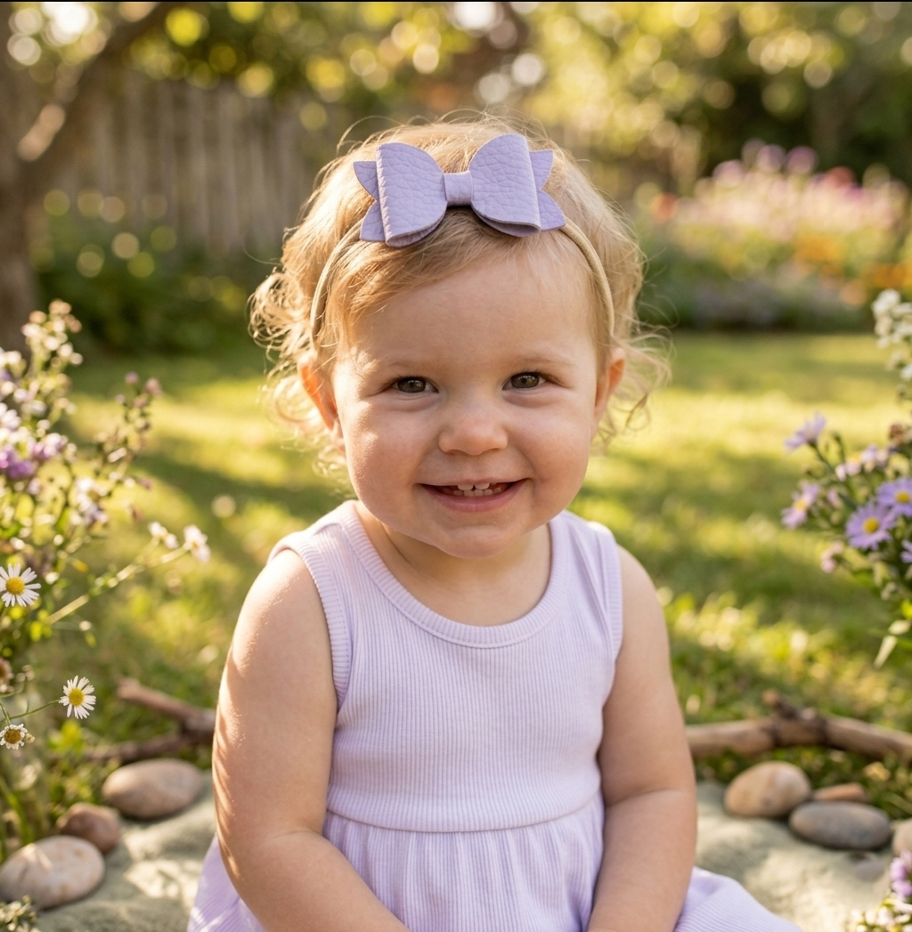 Annabelle leather Bow Headband - lavender