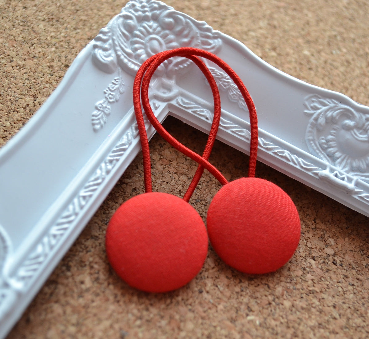 School Button Hair Ties - Red