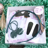 School Hair Accessories Gift Box - Bottle Green/Yellow Gold