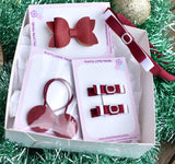 School Hair Accessories Gift Box - Maroon & White