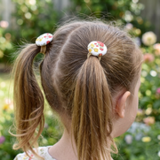 Tan Floral Button Hair Ties