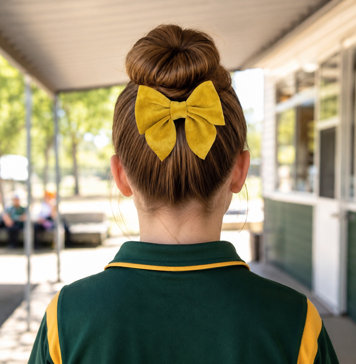 Velvet Sailor Bow Hair Clip - Yellow