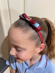 School Headband - Ribbon Bow with rhinestone buckle