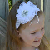 White lace headband - Size: 6 months to 2yrs