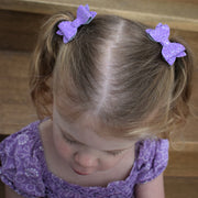 Annabelle - purple matte glitter piggytail bows