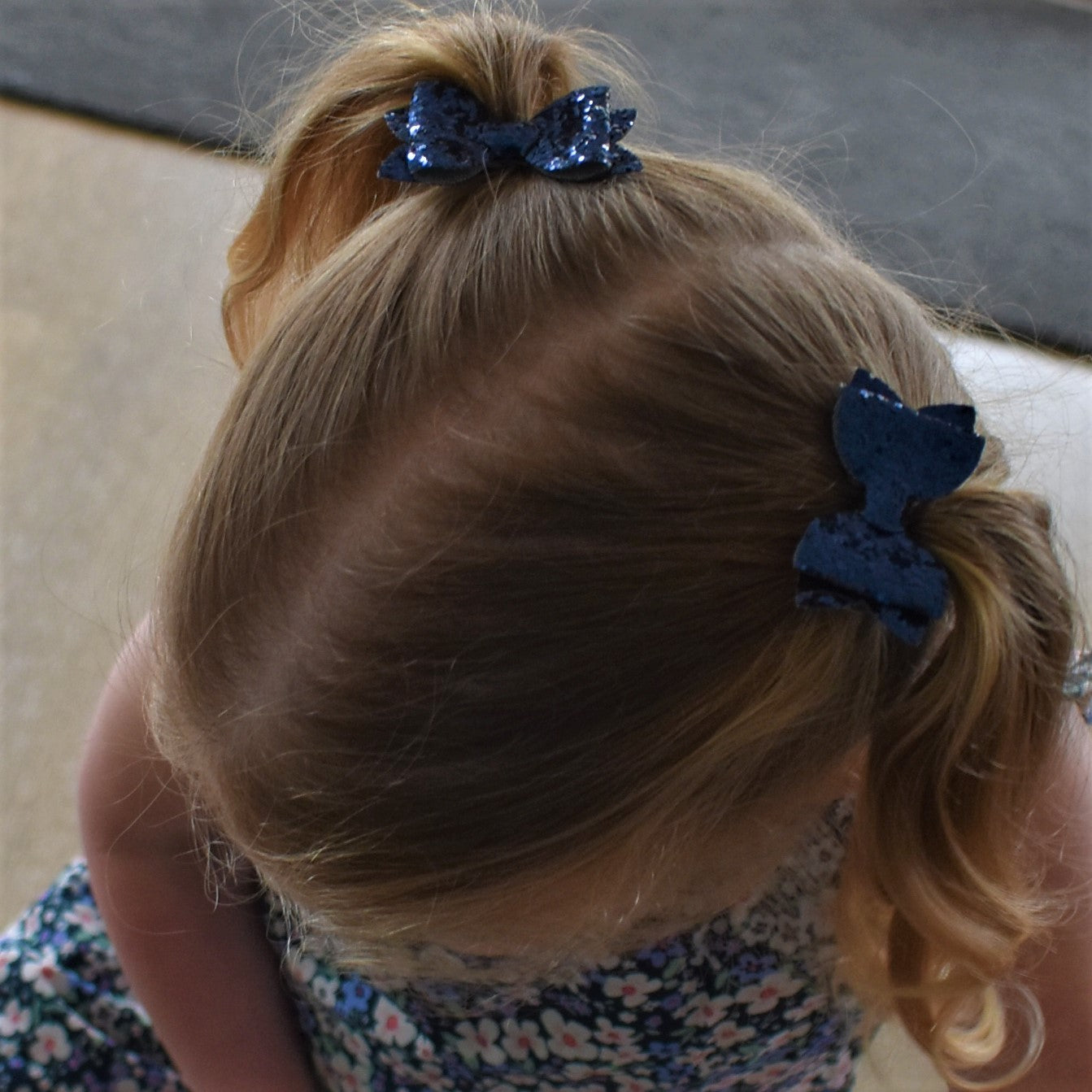Annabelle - Navy glitter piggytail bows