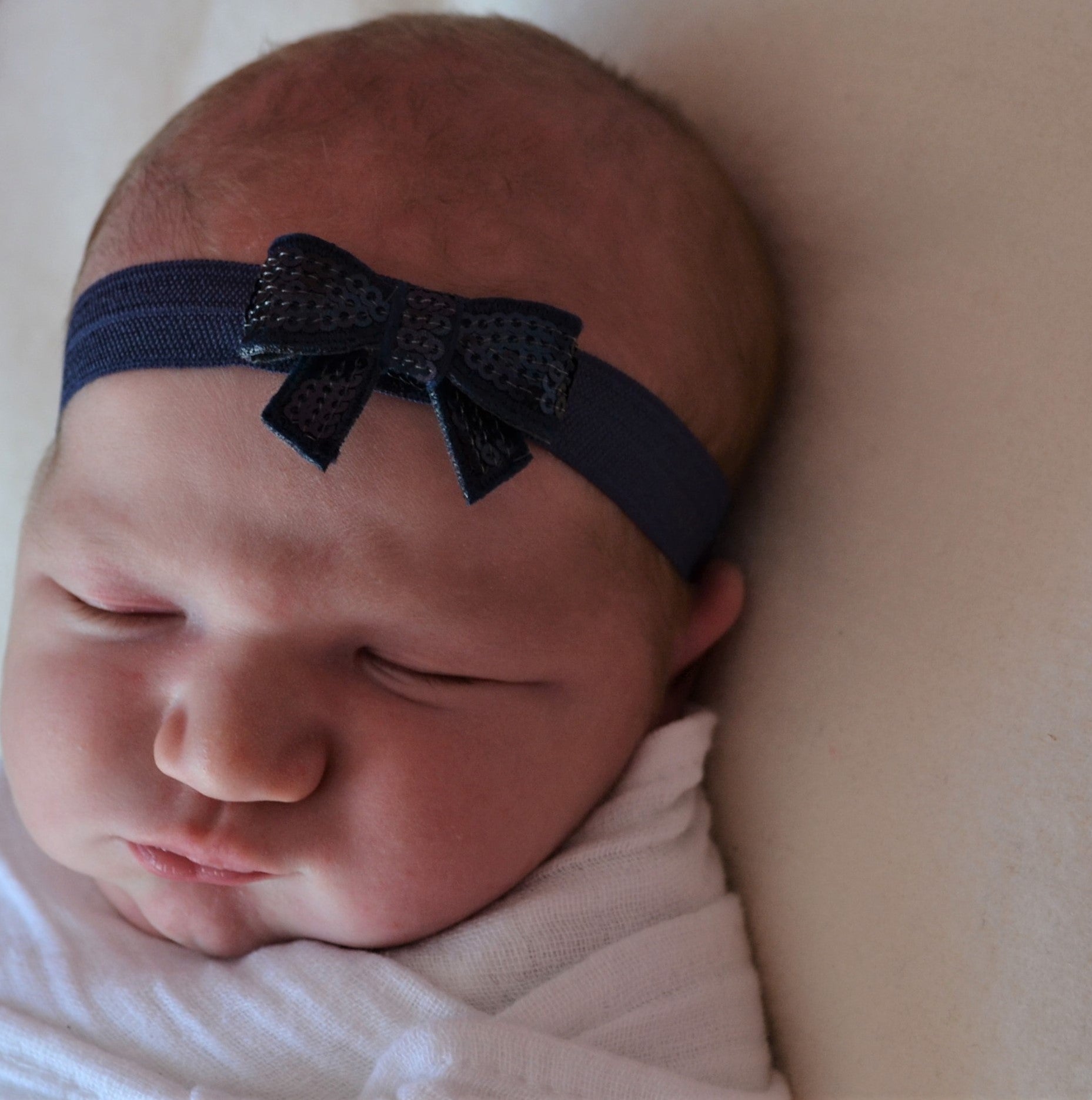 Newborn Baby Sequin Bow Headband