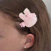 Pink Fluffy Bunny Face Hair Clip