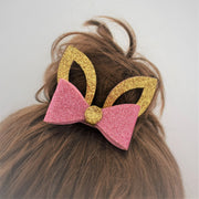 Gold & Pink Bunny Ears Hair Clip