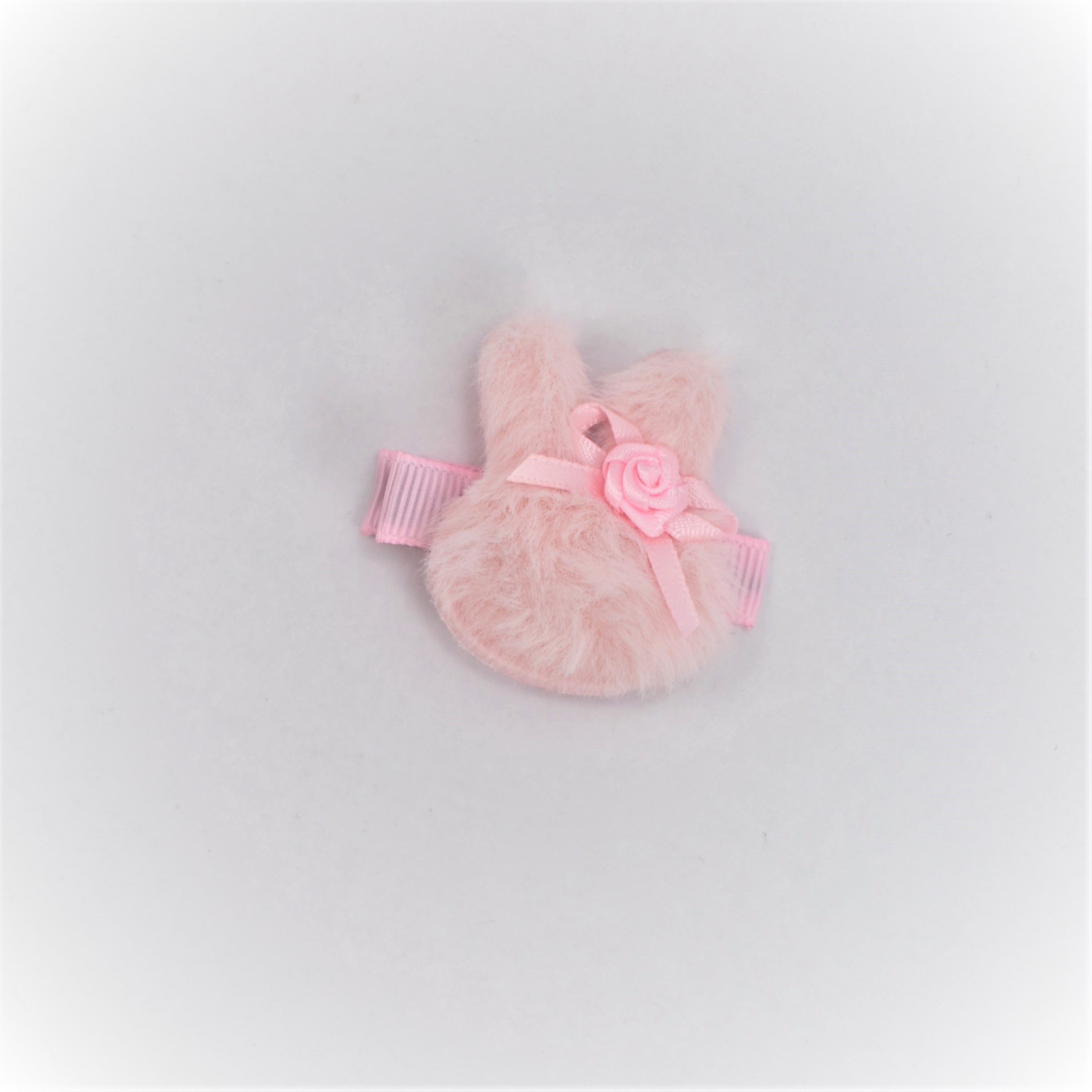 Pink Fluffy Bunny Face Hair Clip