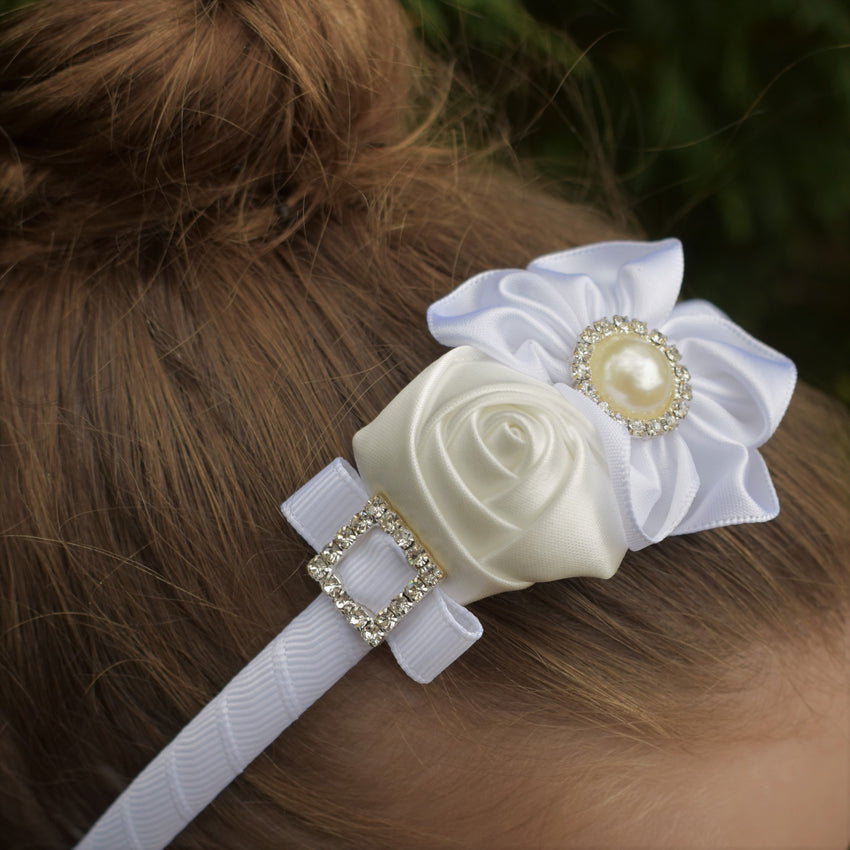 Special Occasion Headband - white flowers