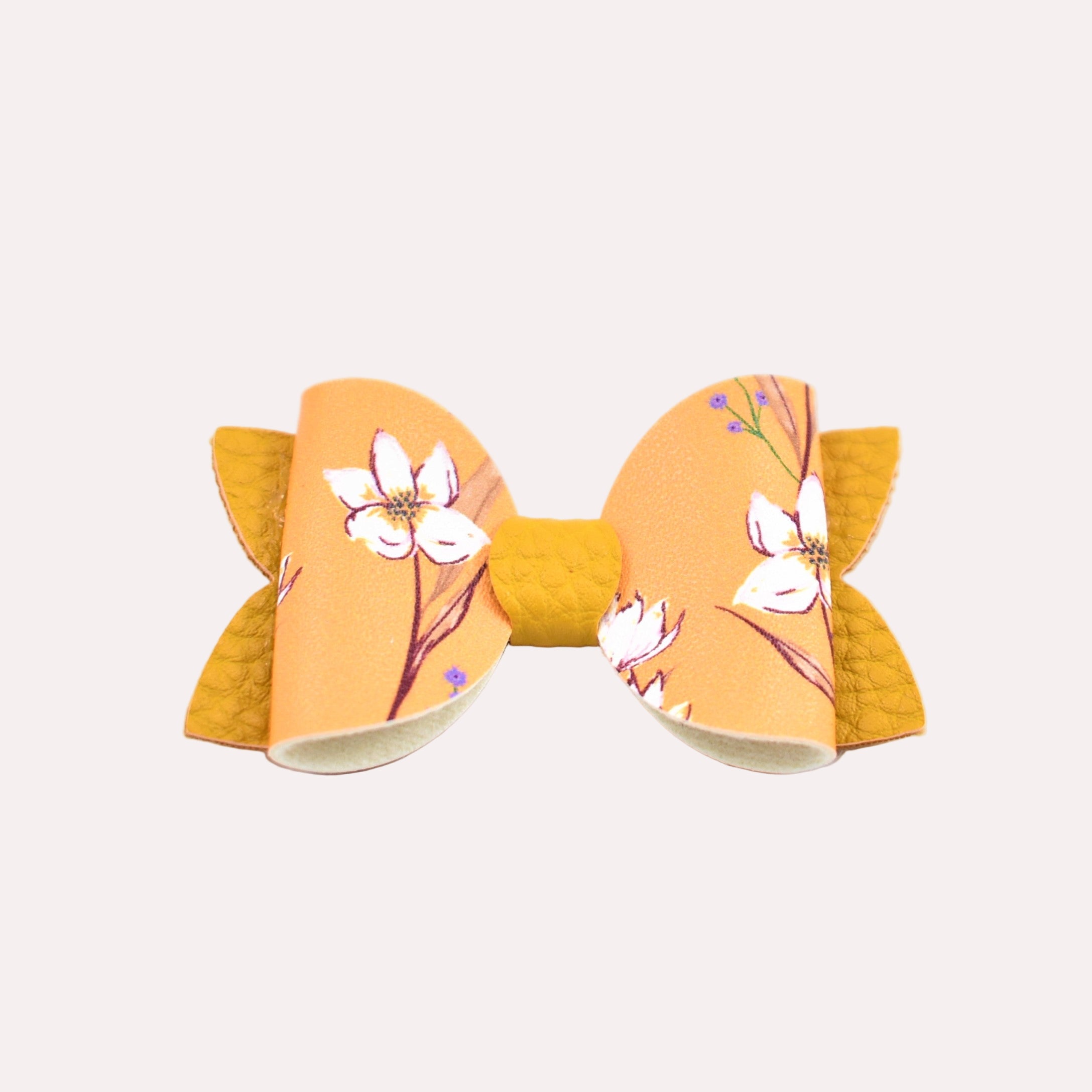 Annabelle Bow Hair Clip - Mustard Floral